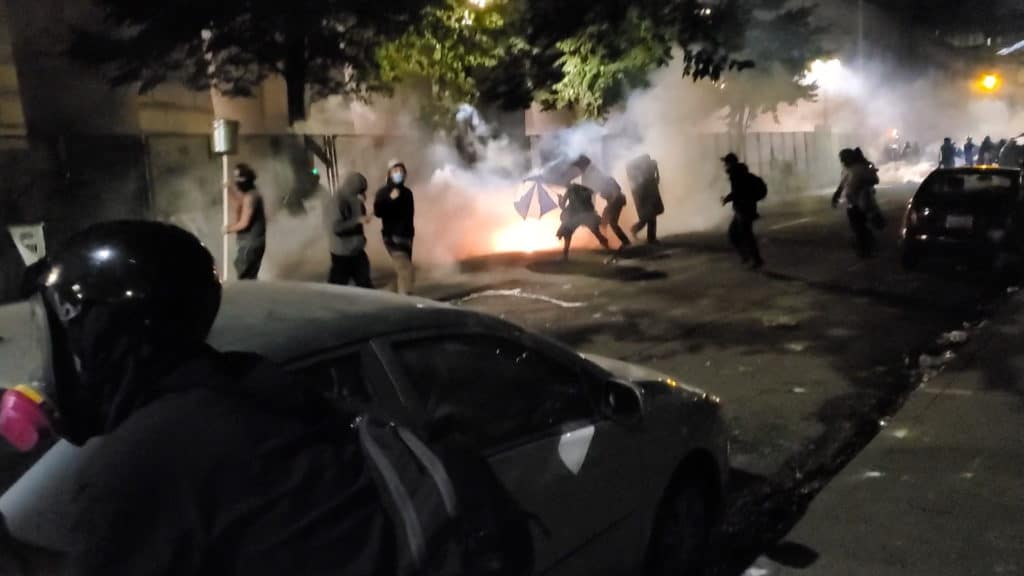 Federal cops tear gassing Portland protesters.