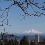 Photo of downtown Portland and Mt Hood